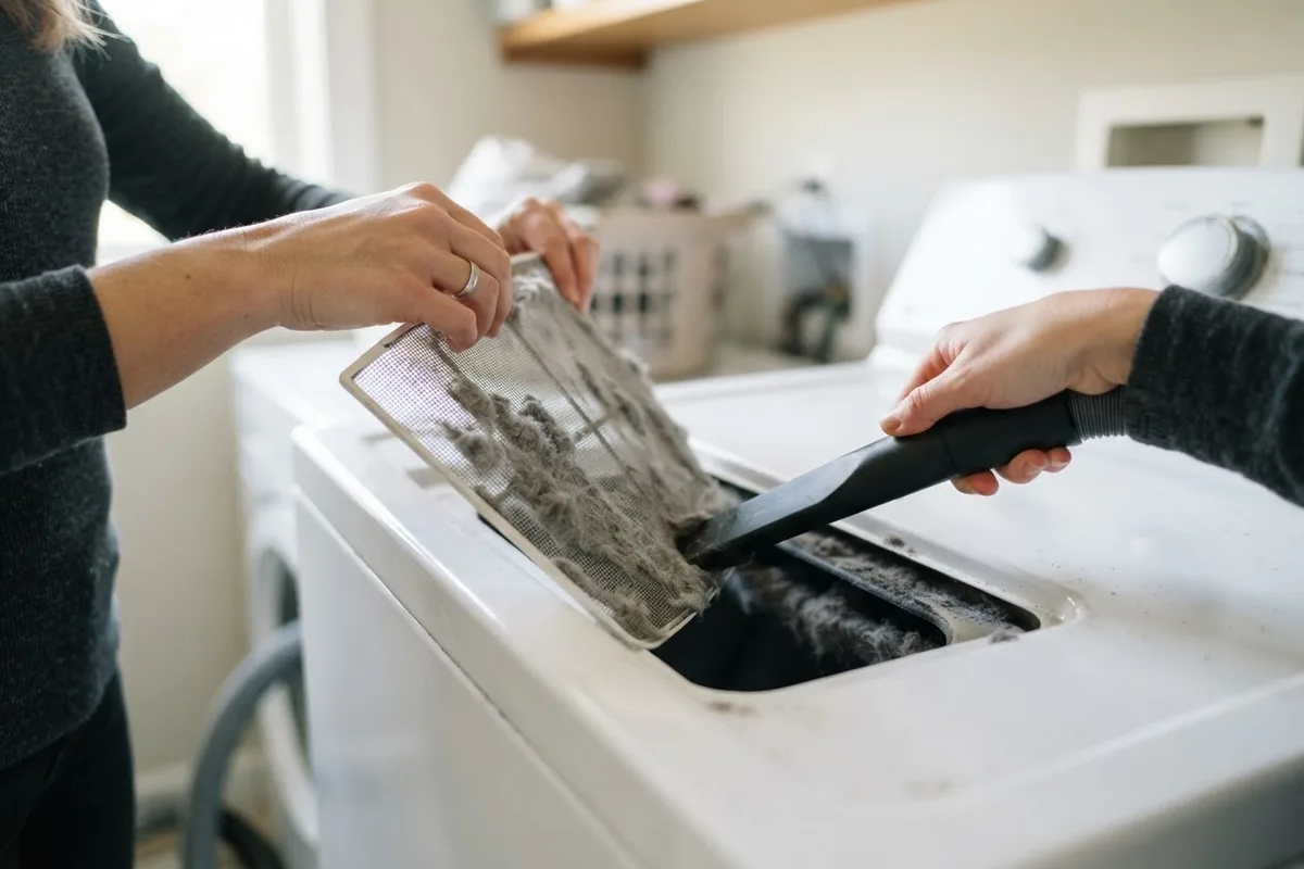 Cleaning lint trap chute to fix a dryer making a scraping noise