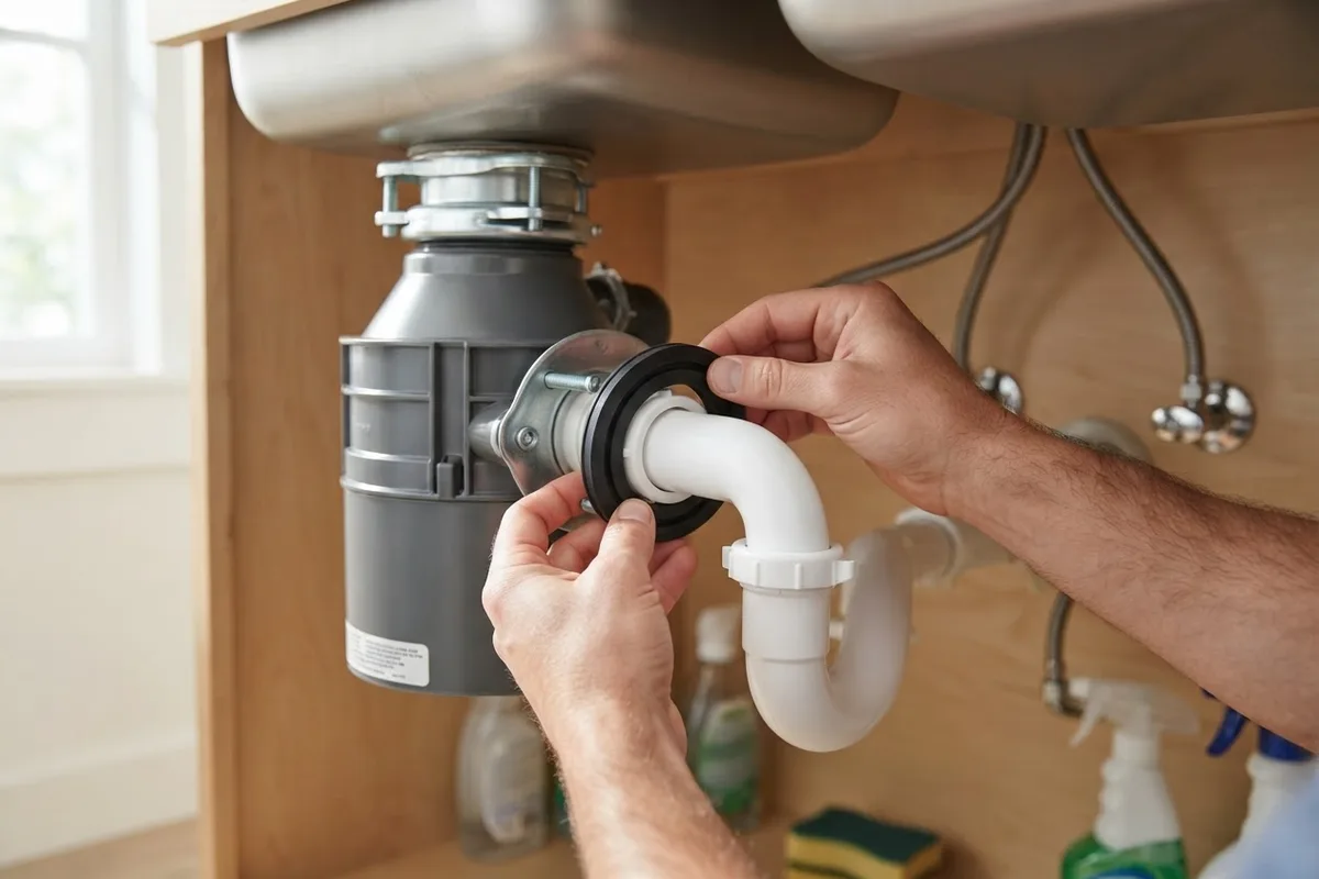 Replacing the rubber gasket to fix a garbage disposal leaking from the side