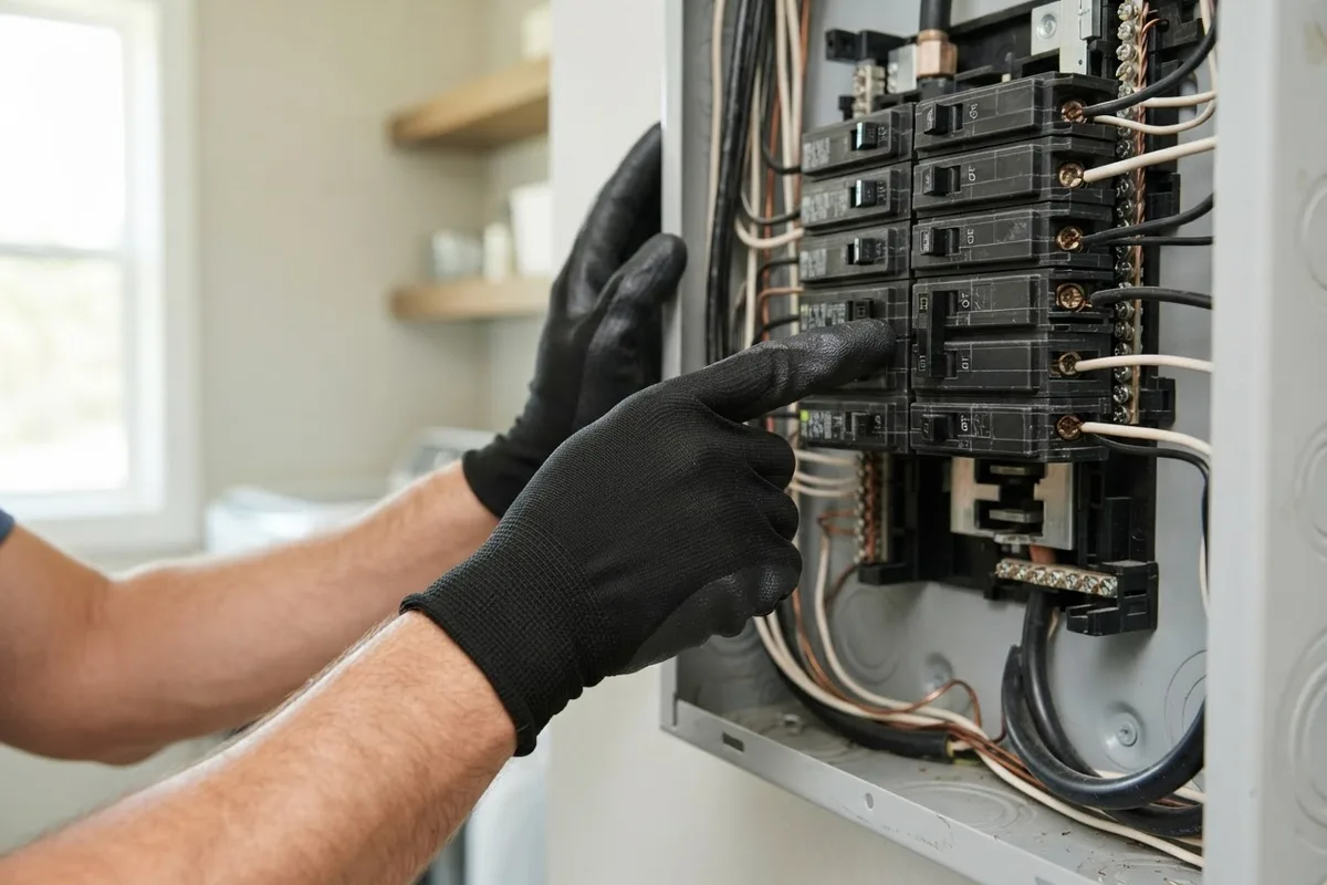 Disconnecting power at the electrical panel before troubleshooting a locked oven door