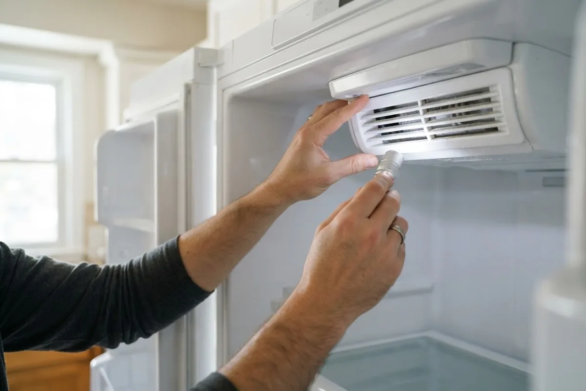 Checking the upper air vent when a refrigerator top shelf is warm