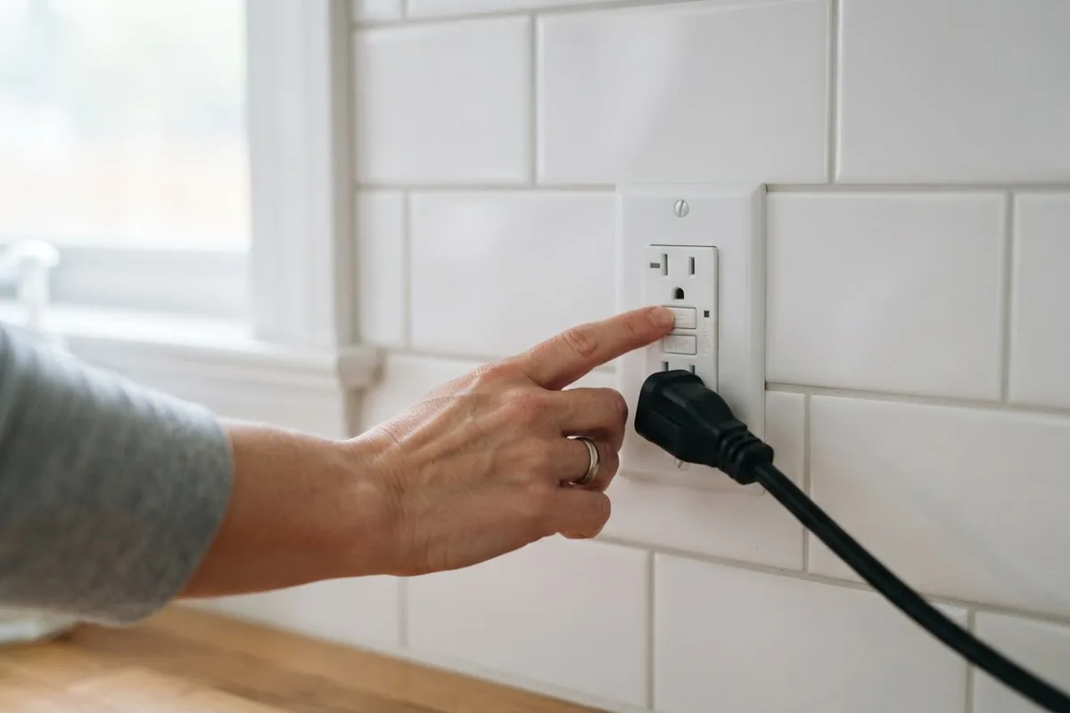 Resetting a kitchen GFCI outlet to fix a refrigerator tripping the breaker